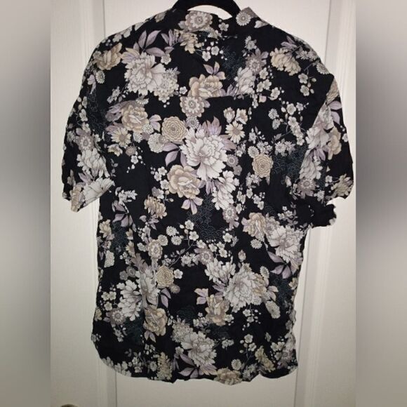 FF. LA Flower button down black&grey dress shirt Medium NWOT Great Condition - Picture 2 of 5